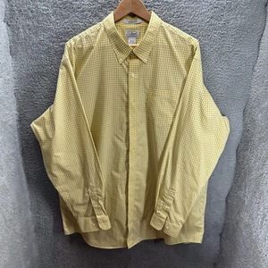 LL Bean Shirt Men XXL TALL Yellow Check Traditional Fit Long Sleeve Button Up